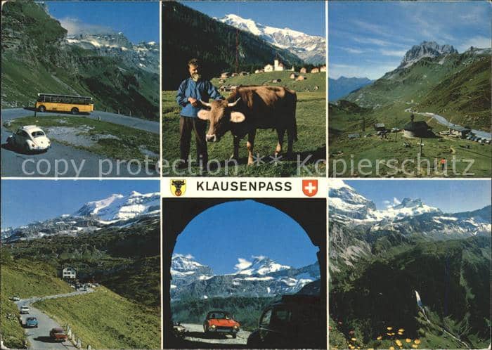 Postbus Klausenpass Kuh Urnerboden Passhöhe Sch – Ansichtskarte