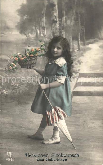 Foto HB Nr. 8295/6 Geburtstag Kind Mädchen Blumen S – Ansichtskarte