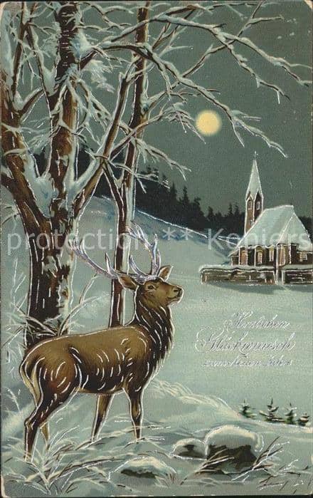 Hirsch Glückwunsch Neujahr – Ansichtskarte