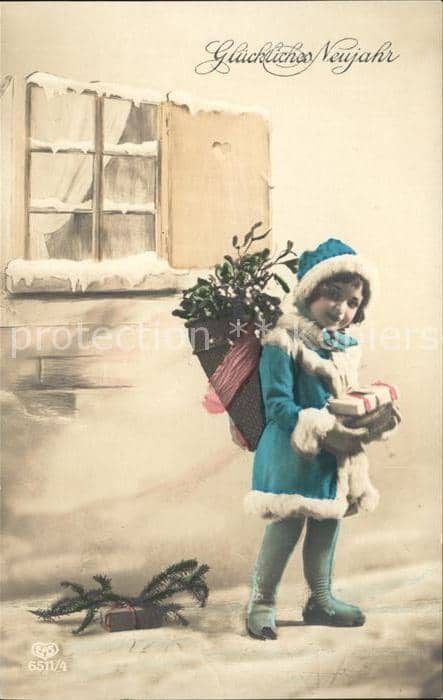 Foto EAS Nr. 6511/4 Kind Geschenke Neujahr – Ansichtskarte