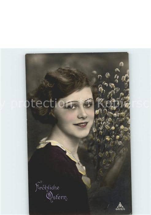 Foto PH Nr. 6829/6 Pfingsten Frau Weidenkätzchen – Ansichtskarte