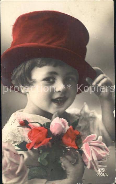 Foto EAS Nr. 6631/5 Kind Hut Rosen – Ansichtskarte