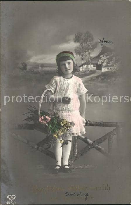 Foto EAS Nr. 4477/6 Glückwunsch Namenstag Kind Blume – Ansichtskarte