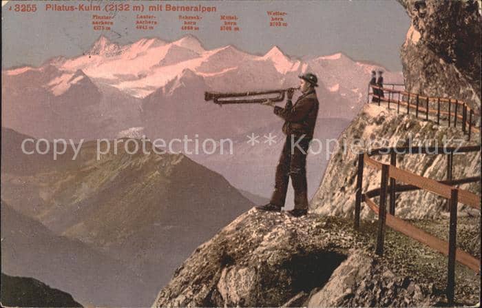 Musikinstrument Blechblasinstrument Pilatus-Kulm Berneralpen – Ansichtskarte