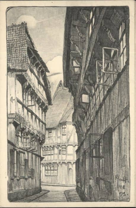 BRAUNSCHWEIG  CITY Meinhardshof Kuenstler Paul Hecht – Ansichtskarte Braunschweig