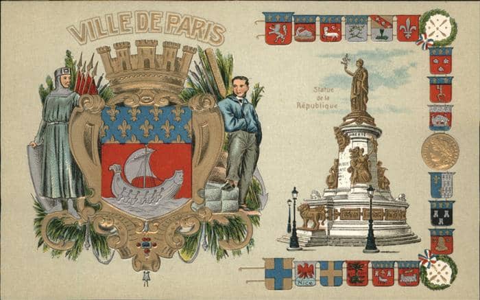 Paris Ville de Paris Wappen der Stadt, Statue – Ansichtskarte Paris