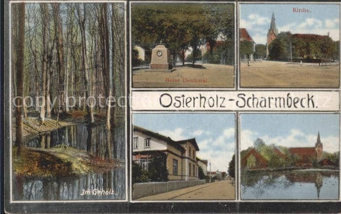 Osterholz-Scharmbeck Kirche u.Denkmal – Ansichtskarte Osterholz-Scharmbeck