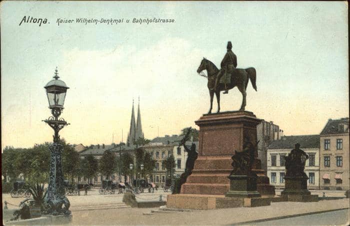 Altona Kaiser Wilhelm Denkmal Bahnhofstr. – Ansichtskarte Altona