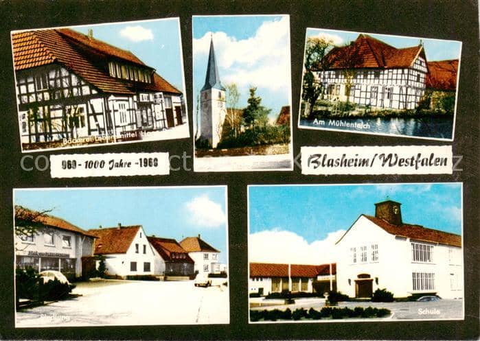Blasheim 1000 Jahre Blasheim Baeckerei Muehlenteich Siedlung Schule Kirche – Ansichtskarte