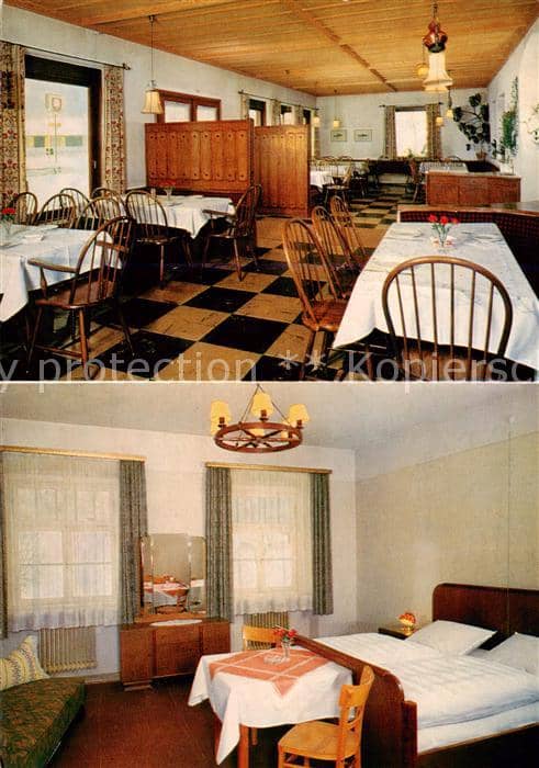 Weyarn Miesbach Bayern Hotel Pension Bruckmuehle Gastraum Zimmer – Ansichtskarte Weyarn