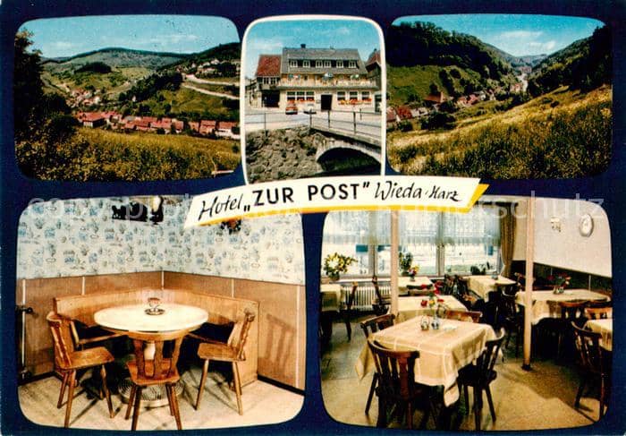 Wieda Osterode Harz Niedersachsen Hotel zur Post Restaurant Landschaftspanorama – Ansichtskarte Wieda