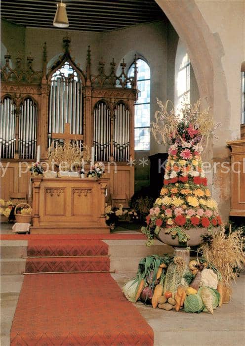 oetlingen  Oetlingen Weil am Rhein Baden BW St Galluskirche Erntedank Pyramide – Ansichtskarte Weil am Rhein
