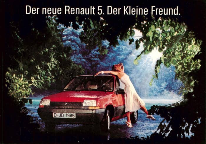 DuessELDORF  CITY Renault-5 Auto Werbung Frau Wald Werbefoto – Ansichtskarte Düsseldorf