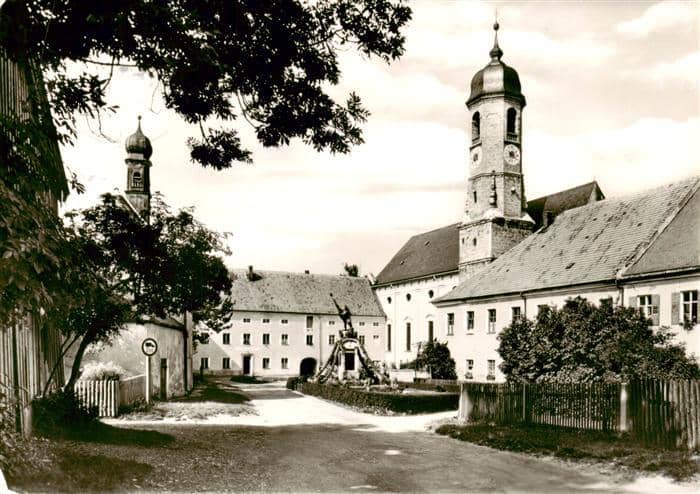 Weyarn Miesbach Bayern Dorfplatz Kirche – Ansichtskarte Weyarn