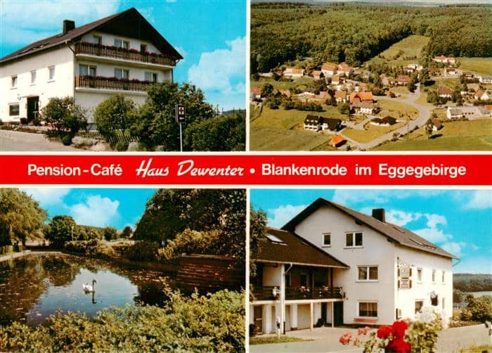 Blankenrode Lichtenau Paderborn NRW Pension Cafe Haus Dewenter Teich Luftaufnahm – Ansichtskarte Lichtenau