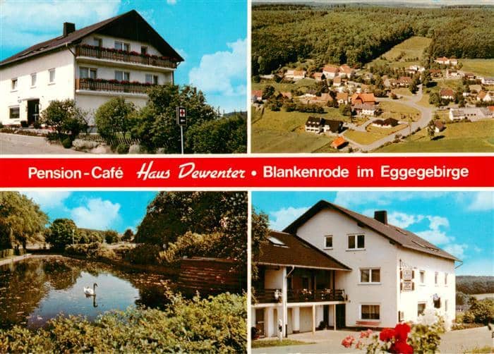 Blankenrode Lichtenau Paderborn NRW Pension Cafe Haus Dewenter Teich Luftaufnahm – Ansichtskarte Lichtenau