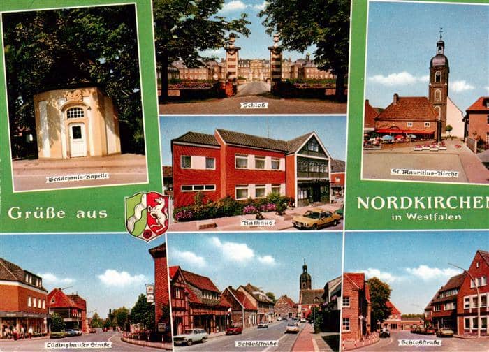Nordkirchen Coesfeld NRW Gedaechtnis Kapelle Schloss Rathaus St Mauritius Kirche – Ansichtskarte Nordkirchen