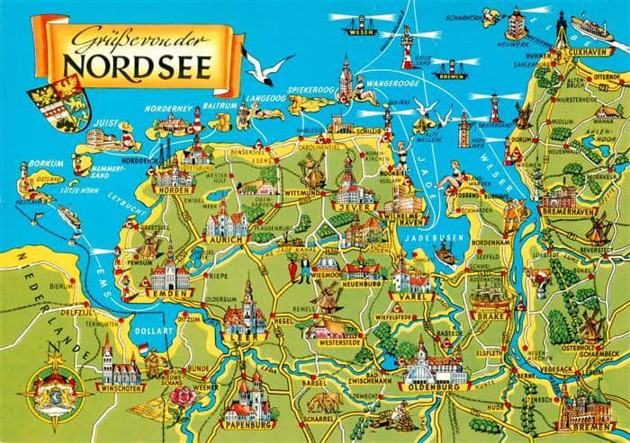 Ostfriesland Gebietskarte – Ansichtskarte