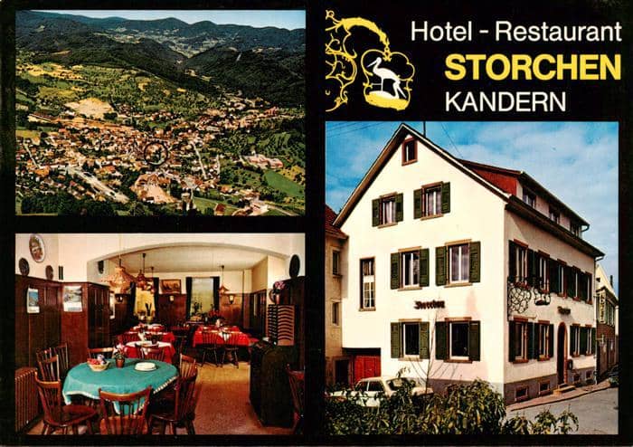 Kandern Baden BW Fliegeraufnahme Hotel Restaurant Storchen Gaststube – Ansichtskarte Kandern