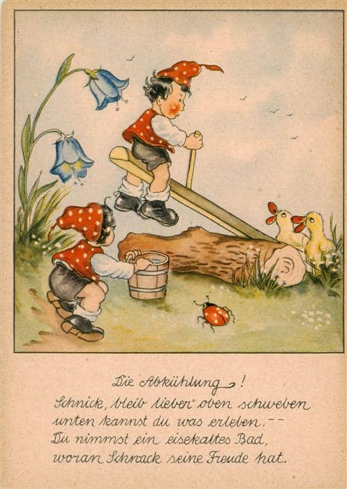 Zwerge Dwarfs Nains Die Abkuehlung – Ansichtskarte