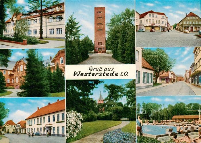 Westerstede Ammerland Niedersachsen Kreisamt Wasserturm Marktplatz Gemeindekrank – Ansichtskarte Westerstede