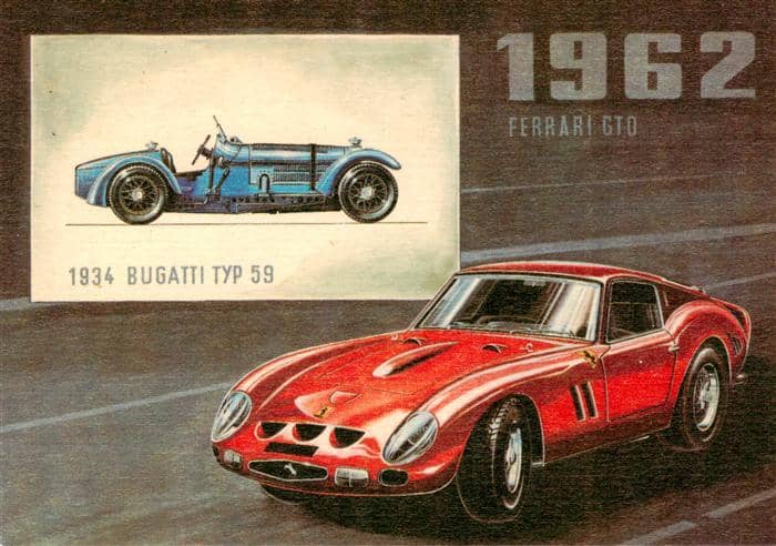 Autobahn Autostrada Autoroute Ferrari GTO 1962 Bugatti Typ 59 – Ansichtskarte
