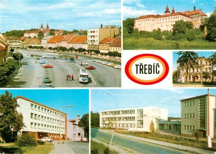 Trebic Trebitsch Gottwaldovo namesti Bazilika Gymnazium ONV Borovina ZDS G Klime – Ansichtskarte