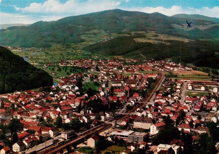 Schopfheim BW Fliegeraufnahme mit Hohe Moehr – Ansichtskarte Schopfheim