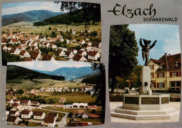 Elzach Emmendingen BW Panorama Narrenbrunnen – Ansichtskarte Elzach