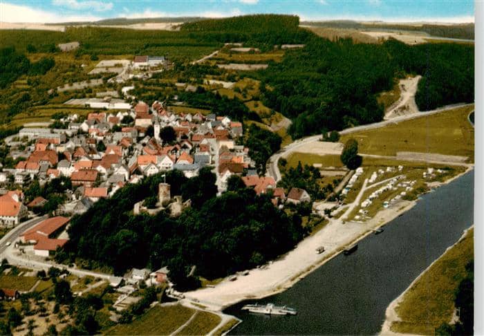 Polle Oberweser Holzminden Niedersachsen Fliegeraufnahme – Ansichtskarte Polle