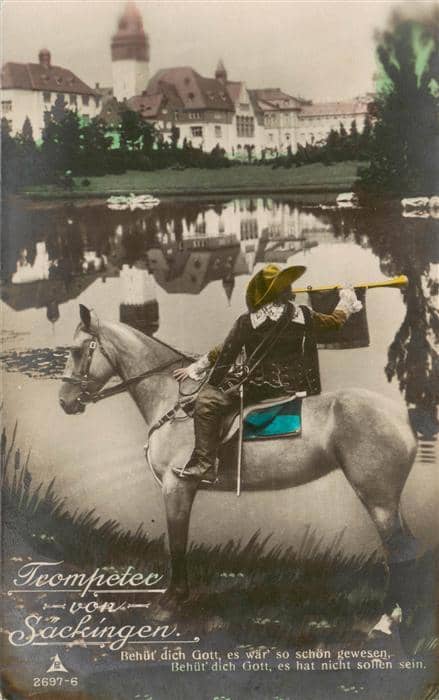 Trompeter von Saeckingen Scheffel PH Nr. 2697-6 Pferd Mabb Behüt dich Got – Ansichtskarte