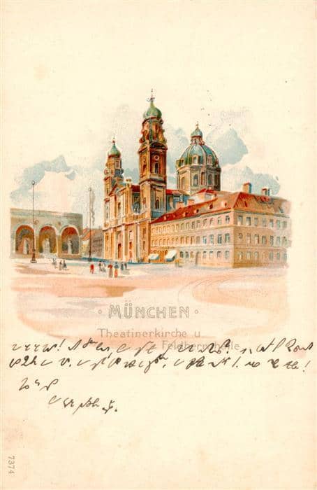 Muenchen Bayern Theatinerkirche und Feldherrenhalle – Ansichtskarte München