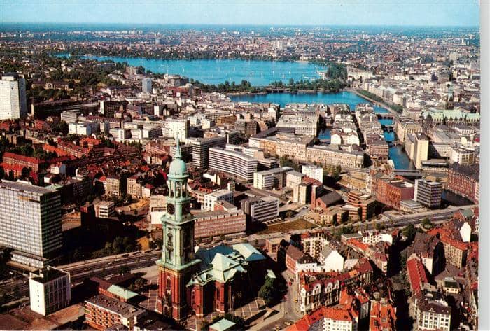 HAMBURG  CITY Stadtpanorama mit Michel St. Michaelis Kirche – Ansichtskarte Hamburg