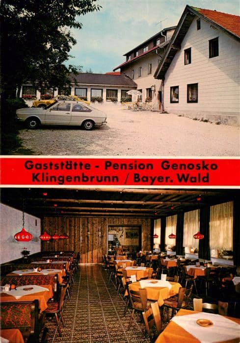 Klingenbrunn Gaststaette Pension Genosko Gastraum – Ansichtskarte Spiegelau