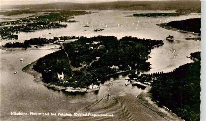 Nikolskoe Pfaueninsel Wannsee Berlin Potsdam Original Fliegeraufnahme – Ansichtskarte Berlin