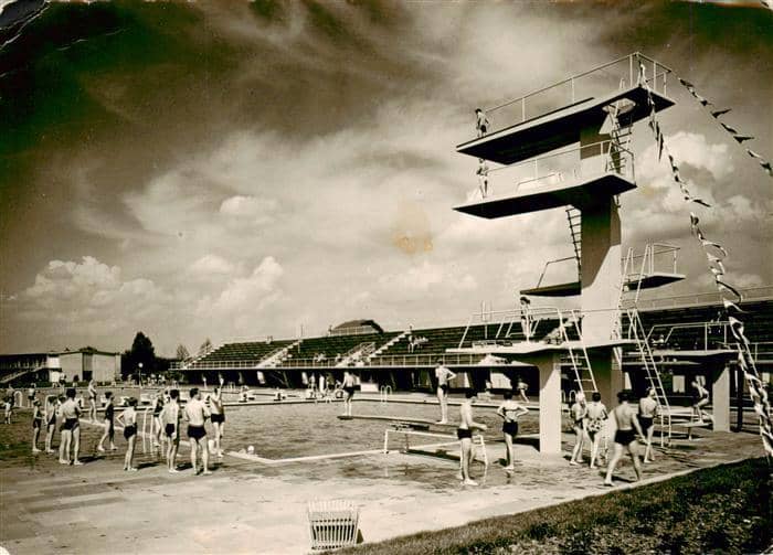Reutlingen BW Freibad Sprungturm – Ansichtskarte Reutlingen