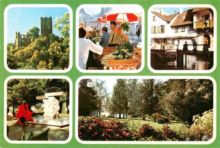 Waldkirch Breisgau Burgruine Brunnen Markt Park – Ansichtskarte Waldkirch