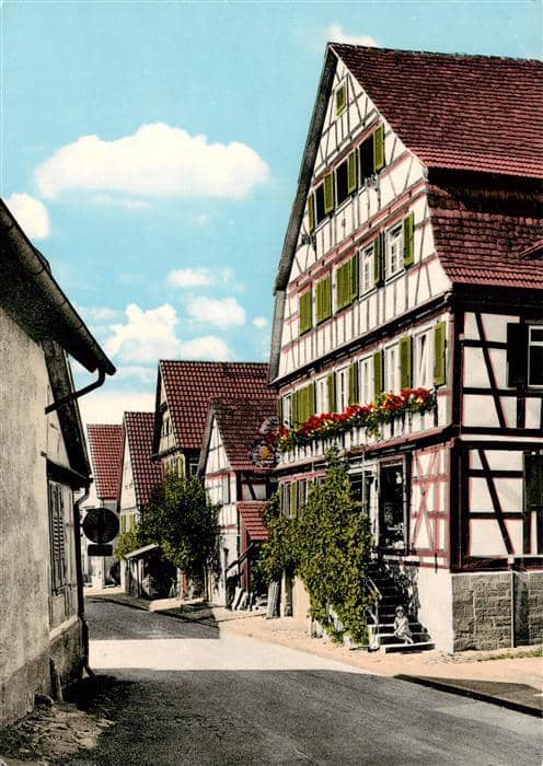 Geradstetten Ortsmotiv mit Fachwerkhaeusern – Ansichtskarte Remshalden