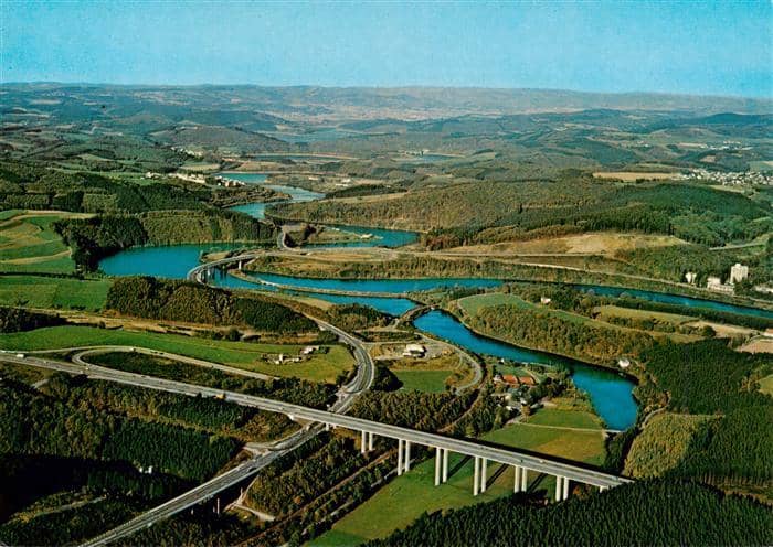 Rosenthal Olpe Panorama Autobahn Sauerlandlinie – Ansichtskarte Olpe Biggesee