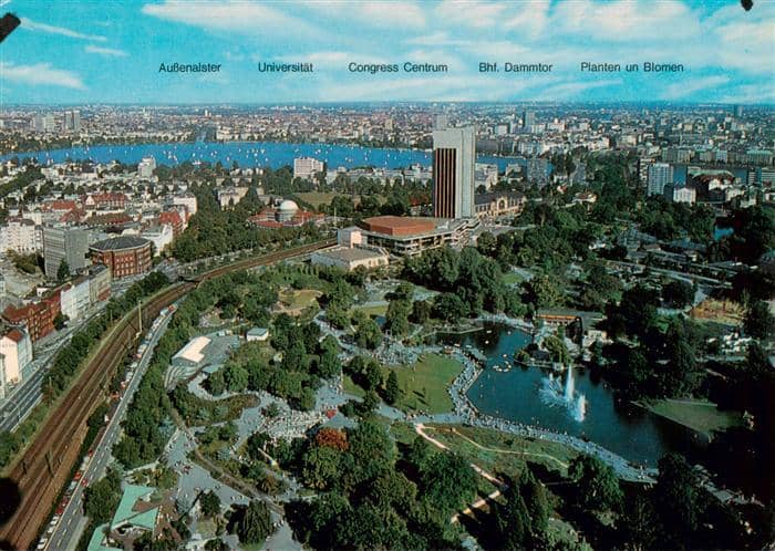HAMBURG  CITY Panorama Blick vom Fernsehturm Aussenalster – Ansichtskarte Hamburg