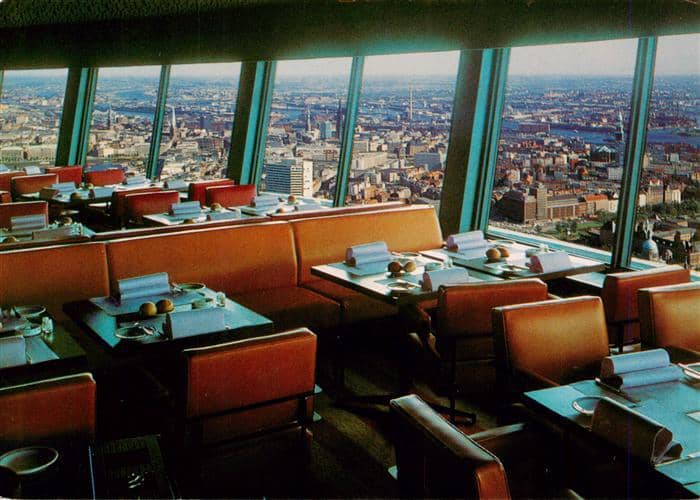 HAMBURG  CITY Fernsehturm Drehbares Restaurant Stadtblick – Ansichtskarte Hamburg