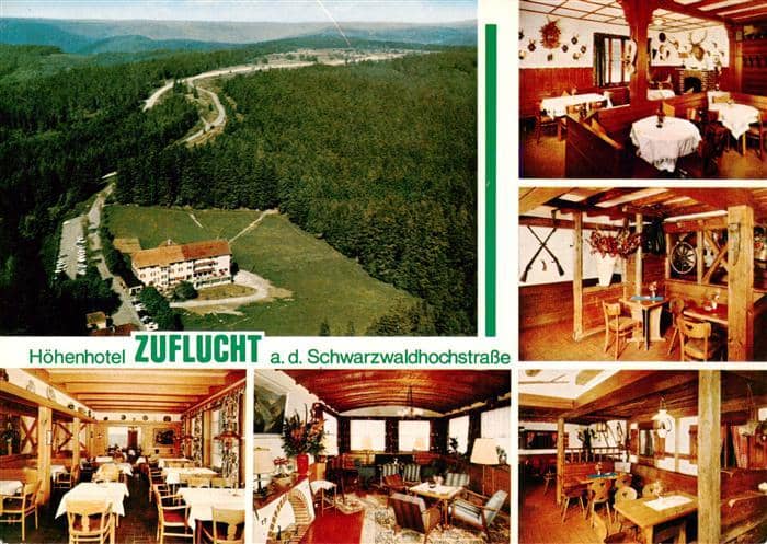 FREUDENSTADT BW Fliegeraufnahme Hoehenhotel Zuflucht Gastraeume Schwarzwaldhochs – Ansichtskarte Freudenstadt
