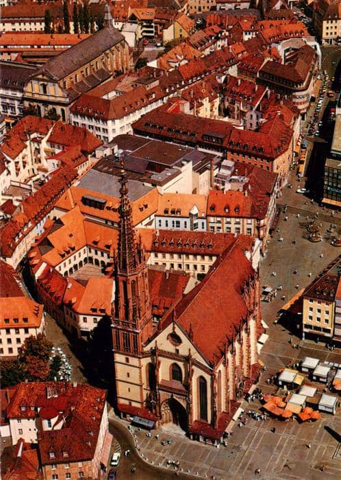 Wuerzburg Bayern Marienkapelle am Marktplatz Fliegeraufnahme – Ansichtskarte Würzburg