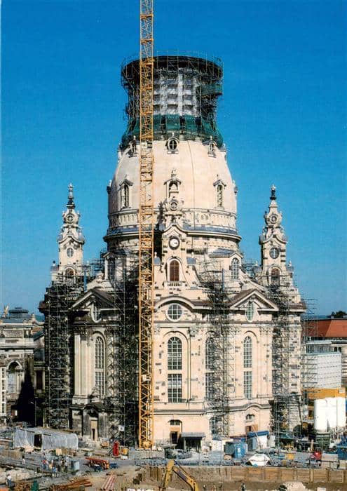 DRESDEN Elbe Frauenirche 1945 zerstoert Wiederaufbau ab 1992 Baustand Oktober 20 – Ansichtskarte Dresden Elbe