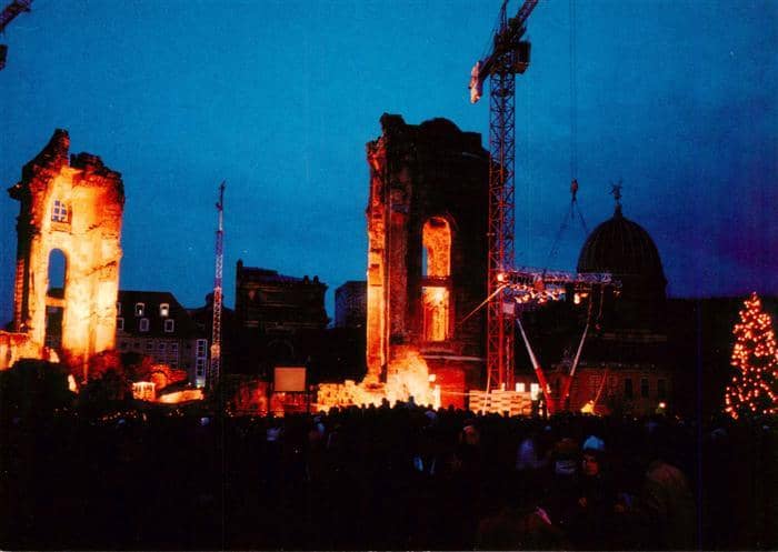 DRESDEN Elbe Christvesper in der Ruine der Frauenkirche 1993 – Ansichtskarte Dresden Elbe