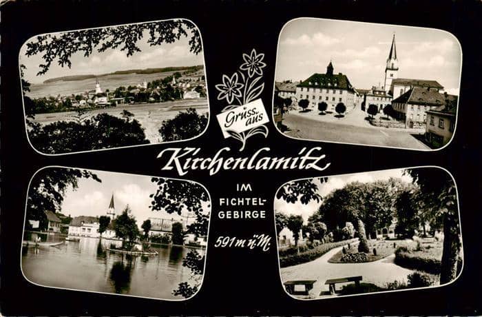 Kirchenlamitz Panorama Stadtzentrum Park Teich – Ansichtskarte Kirchenlamitz