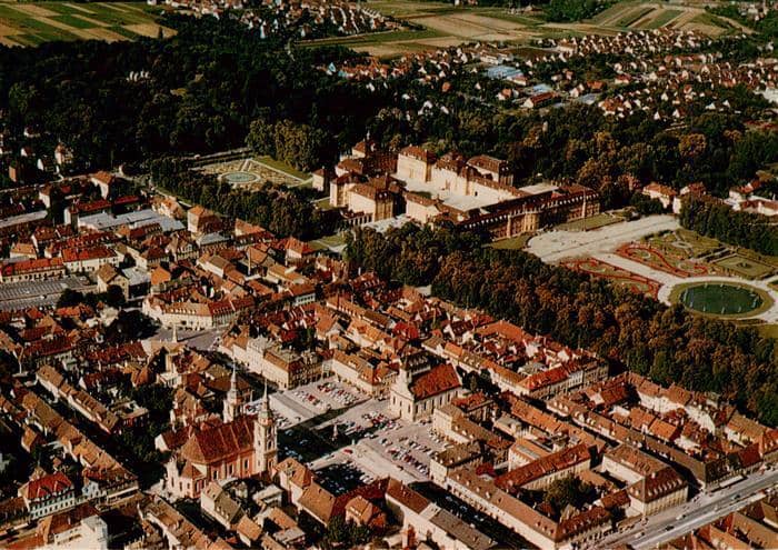 Ludwigsburg  BW Fliegeraufnahme mit Schloss – Ansichtskarte Ludwigsburg