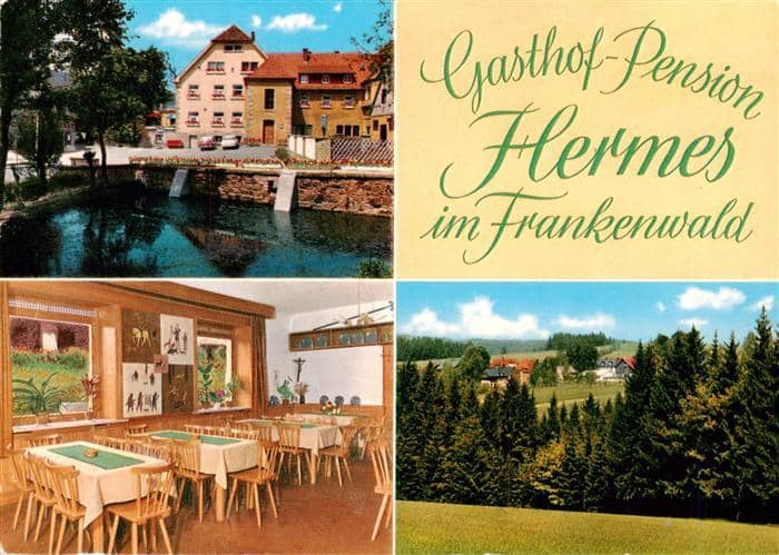 Hermes Marktleugast Franken Bayern Pension Haueis Gastraum Panorama – Ansichtskarte Marktleugast
