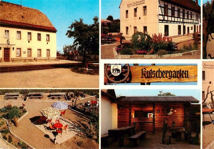 Klipphausen Sachsen Gasthof zur Ausspanne Kutschergarten Teilansichten – Ansichtskarte Klipphausen