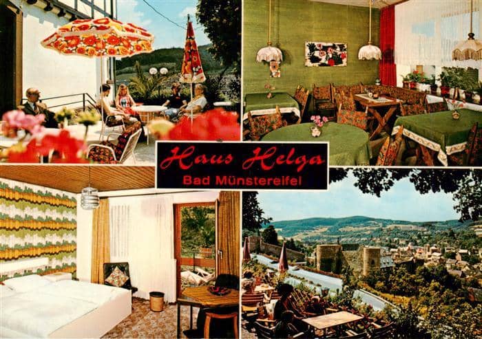 Bad Muenstereifel Pension Haus Helga Gaststube Terrasse Zimmer Panorama – Ansichtskarte Bad Münstereifel